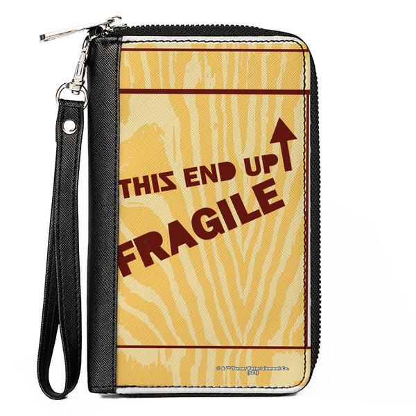 Buckle-Down PU Zip Around Wallet Rectangle - A Christmas Story FRAGILE Lamp Crate Tan/Brown
