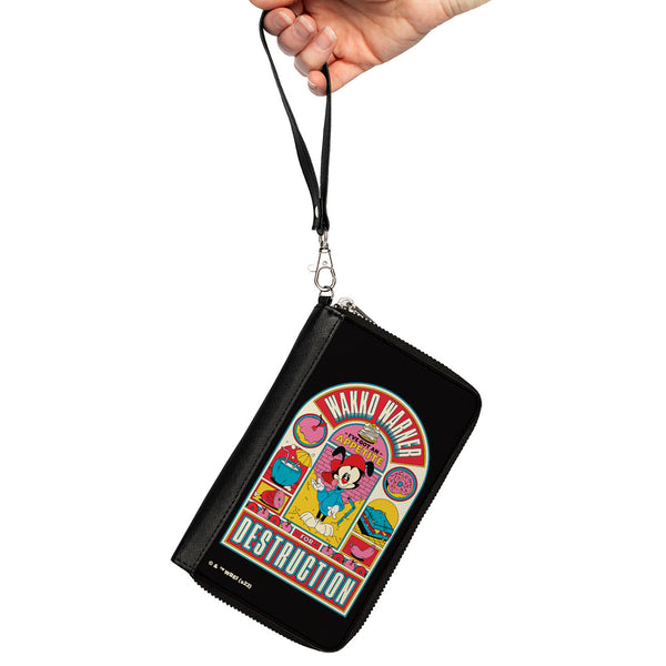 Buckle-Down PU Zip Around Wallet Rectangle - Animaniacs WAKKO WARNER APPETITE FOR DESCTRUCTION Pose Black