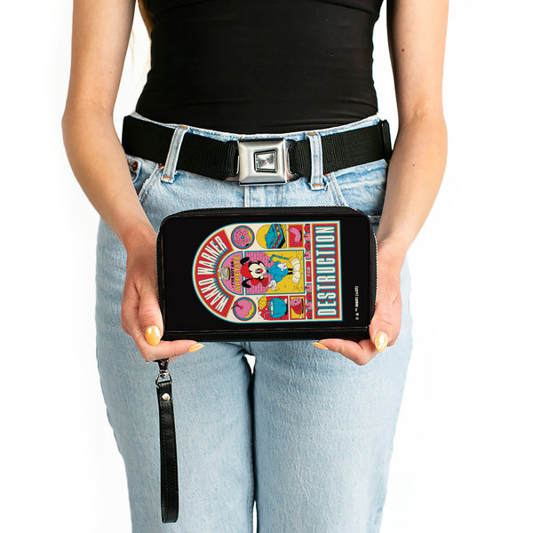Buckle-Down PU Zip Around Wallet Rectangle - Animaniacs WAKKO WARNER APPETITE FOR DESCTRUCTION Pose Black