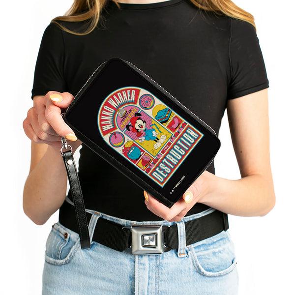 Buckle-Down PU Zip Around Wallet Rectangle - Animaniacs WAKKO WARNER APPETITE FOR DESCTRUCTION Pose Black