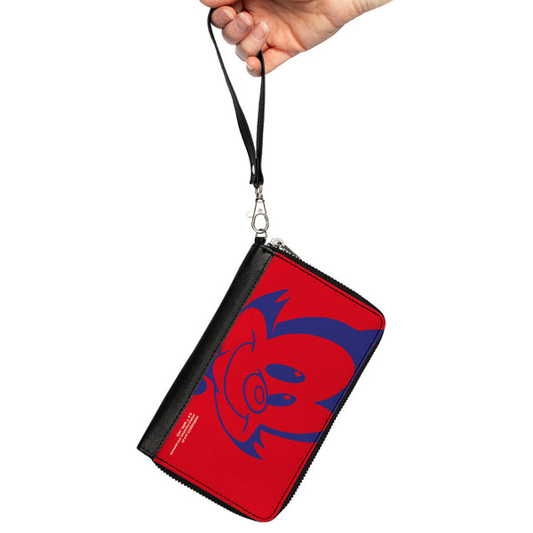 Buckle-Down PU Zip Around Wallet Rectangle - Animaniacs Yakko Smiling Face Close-Up Red Blue