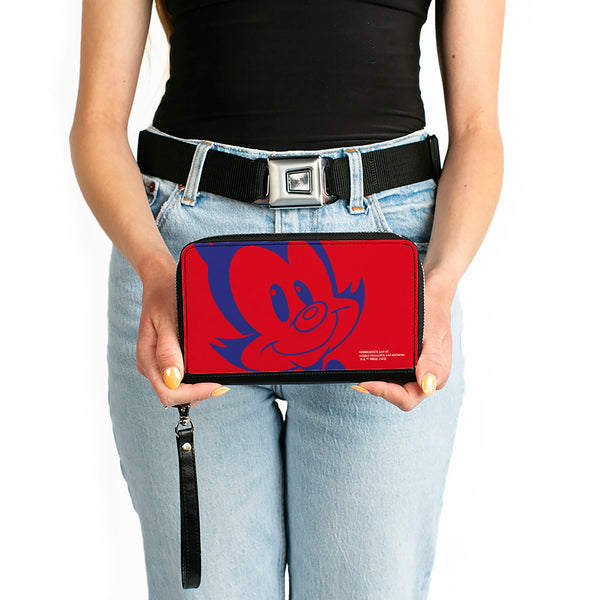 Buckle-Down PU Zip Around Wallet Rectangle - Animaniacs Yakko Smiling Face Close-Up Red Blue