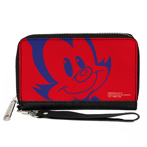 Buckle-Down PU Zip Around Wallet Rectangle - Animaniacs Yakko Smiling Face Close-Up Red Blue