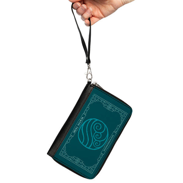 Buckle-Down PU Zip Around Wallet Rectangle - Avatar The Last Airbender WATERBENDING WATER TRIBE Icon Blues