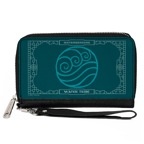 Buckle-Down PU Zip Around Wallet Rectangle - Avatar the Last Airbender WATERBENDING WATER TRIBE Icon Blues