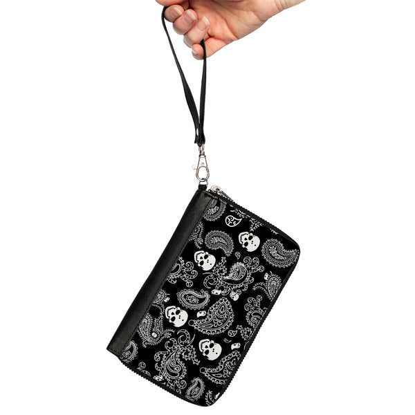 Buckle-Down PU Zip Around Wallet Rectangle - Bandana/Skulls Black/White