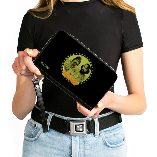 Buckle-Down PU Zip Around Wallet Rectangle - CHEECH & CHONG Next Movie Pose Black/Green/Orange