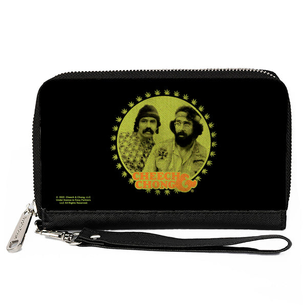 Buckle-Down PU Zip Around Wallet Rectangle - CHEECH & CHONG Next Movie Pose Black/Green/Orange