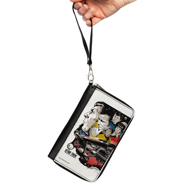 Buckle-Down PU Zip Around Wallet Rectangle - Classic Star Trek Crew And Enterprise Poster White/Multi Color