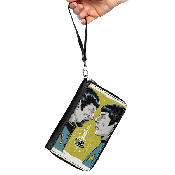 Buckle-Down PU Zip Around Wallet Rectangle - Classic Star Trek MIRROR MIRROR Spock Characters Greens/Blues