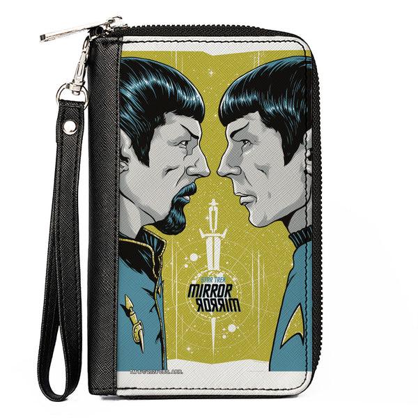 Buckle-Down PU Zip Around Wallet Rectangle - Classic Star Trek MIRROR MIRROR Spock Characters Greens/Blues