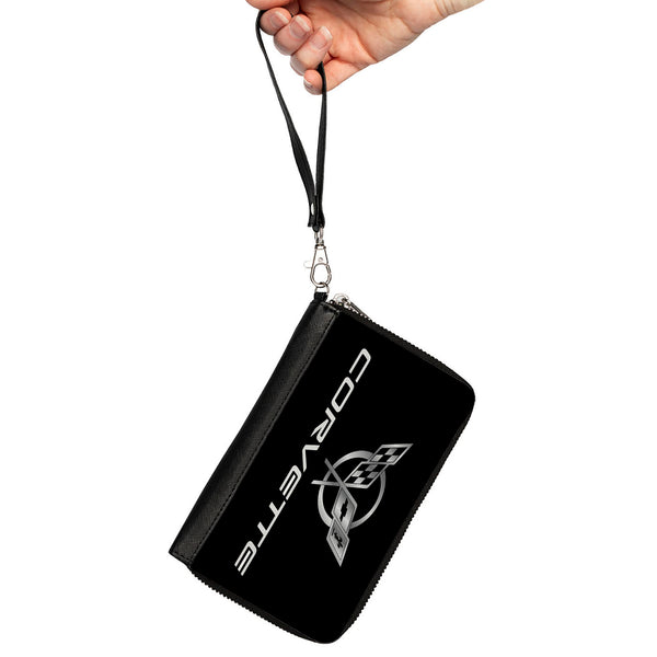 Buckle-Down PU Zip Around Wallet Rectangle - Corvette Black/Silver