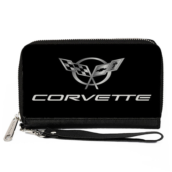 Buckle-Down PU Zip Around Wallet Rectangle - Corvette Black/Silver