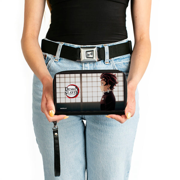 Buckle-Down PU Zip Around Wallet Rectangle - DEMON SLAYER Tanjiro Kamado Profile Pose And Title Logo
