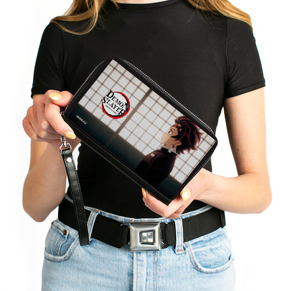 Buckle-Down PU Zip Around Wallet Rectangle - DEMON SLAYER Tanjiro Kamado Profile Pose And Title Logo