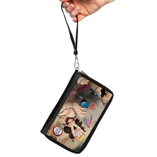 Buckle-Down PU Zip Around Wallet Rectangle - DEMON SLAYER Three Character Scene And Title Logo