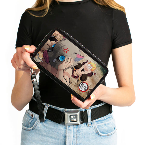 Buckle-Down PU Zip Around Wallet Rectangle - DEMON SLAYER Three Character Scene And Title Logo