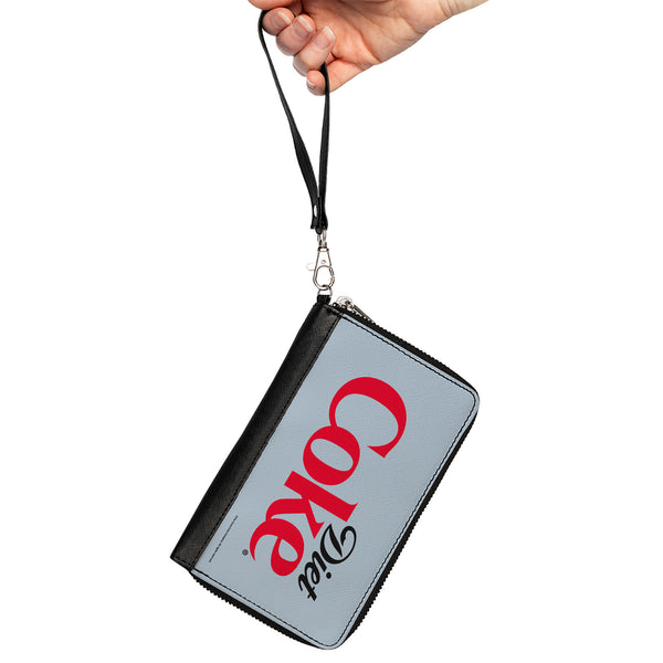 Buckle-Down PU Zip Around Wallet Rectangle - DIET COKE Logo Centered Light Gray/Black/Red