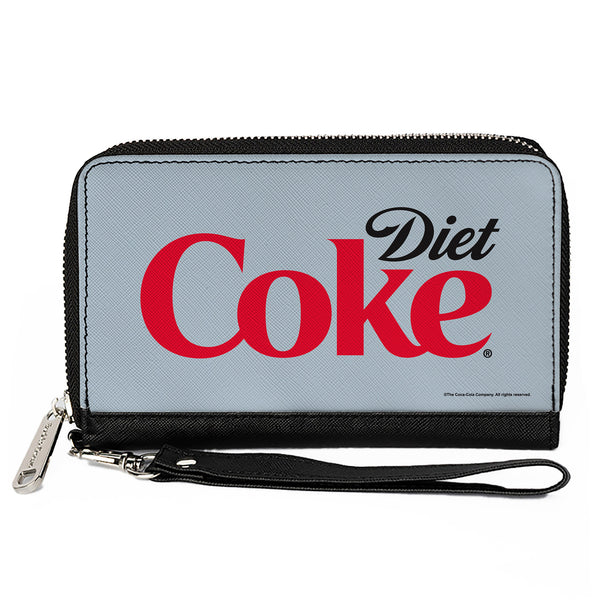 Buckle-Down PU Zip Around Wallet Rectangle - DIET COKE Logo Centered Light Gray/Black/Red