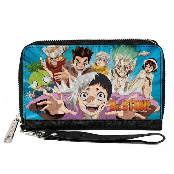 Buckle-Down PU Zip Around Wallet Rectangle - DR. STONE Character Group Rays Pose and Title Logo Blues Buckle-Down PU Zip Around Wallet Rectangle - DR. STONE Character Group Rays Pose and Title Logo Blues