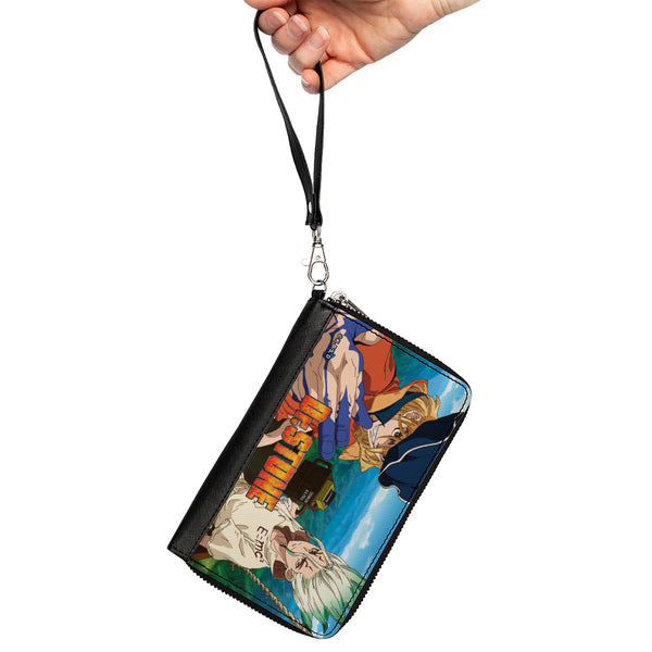 Buckle-Down PU Zip Around Wallet Rectangle - DR. STONE Ryusui And Senku Pose And Title Logo