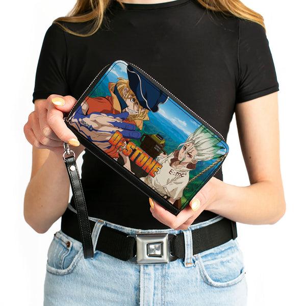 Buckle-Down PU Zip Around Wallet Rectangle - DR. STONE Ryusui And Senku Pose And Title Logo