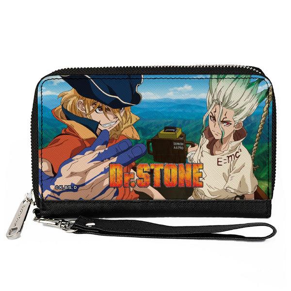 Buckle-Down PU Zip Around Wallet Rectangle - DR. STONE Ryusui and Senku Pose and Title Logo