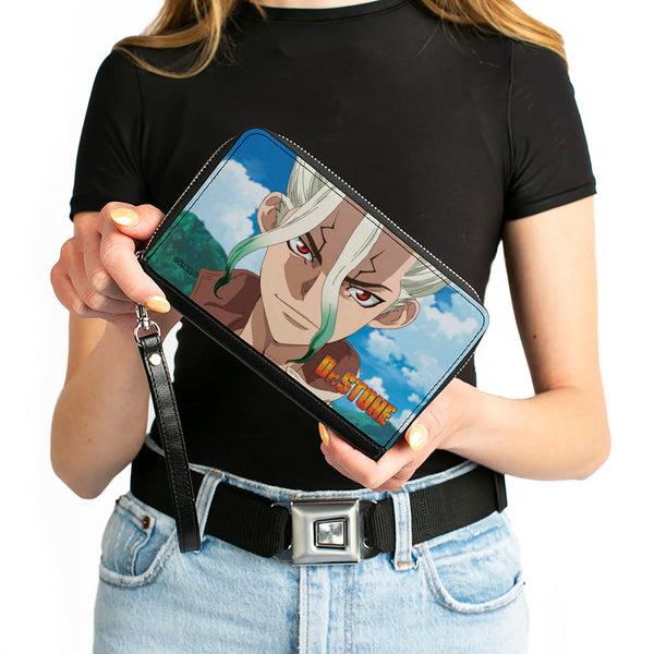 Buckle-Down PU Zip Around Wallet Rectangle - DR. STONE Senku Ishigami New World Map Pose And Title Logo