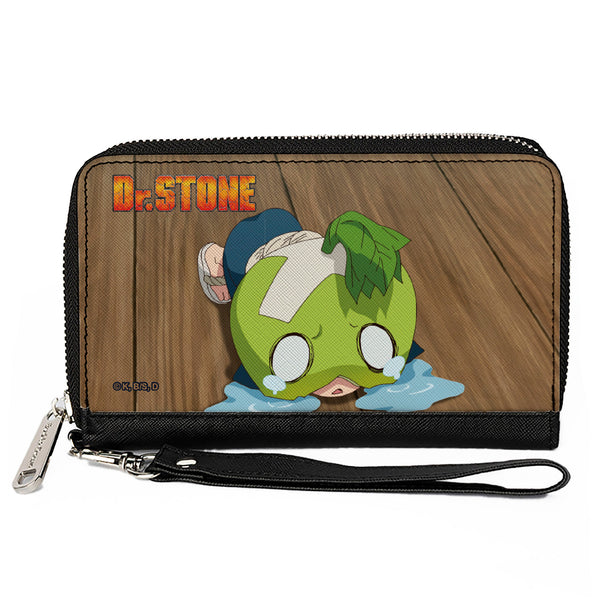 Buckle-Down PU Zip Around Wallet Rectangle - DR. STONE Suika Crying Pose and Title Logo Browns Buckle-Down PU Zip Around Wallet Rectangle - DR. STONE Suika Crying Pose and Title Logo Browns