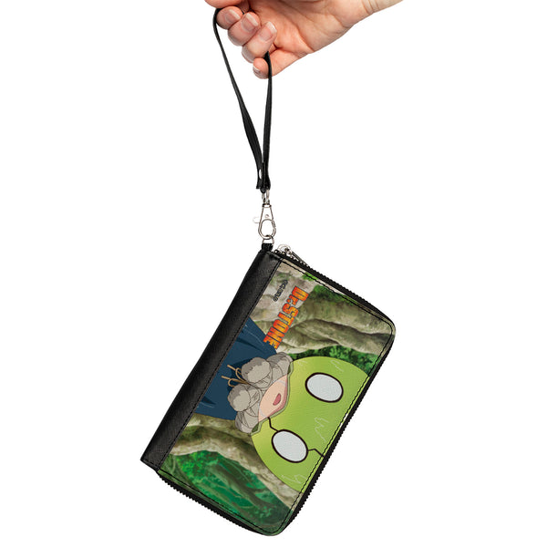 Buckle-Down PU Zip Around Wallet Rectangle - DR. STONE Suika Forest Pose And Title Logo