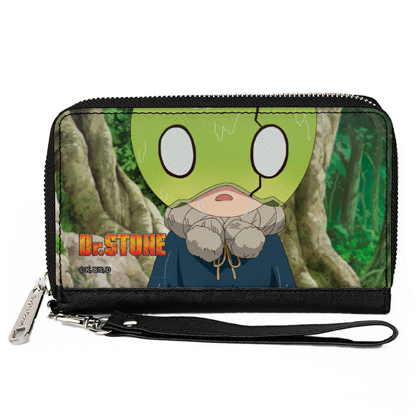 Buckle-Down PU Zip Around Wallet Rectangle - DR. STONE Suika Forest Pose and Title Logo