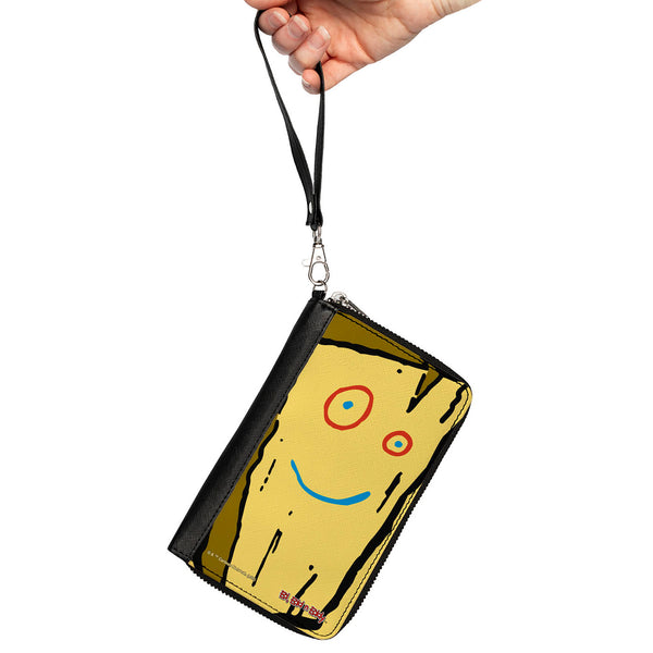 Buckle-Down PU Zip Around Wallet Rectangle - Ed Edd N Eddy Plank Smiling Face CLOSE-UP Yellow