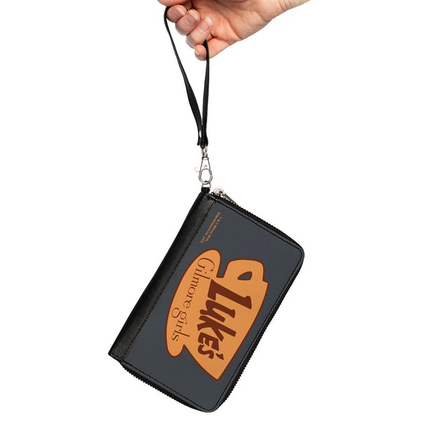 Buckle-Down PU Zip Around Wallet Rectangle - GILMORE GIRLS LUKE'S Coffee Cup Icon Gray/Browns