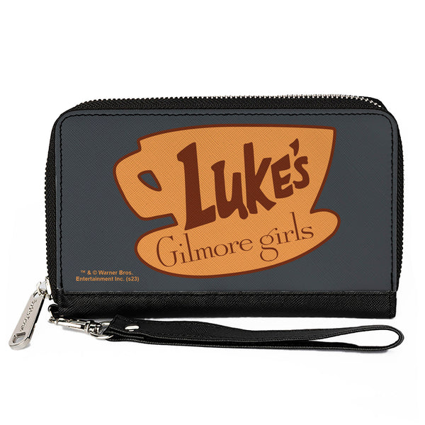 Buckle-Down PU Zip Around Wallet Rectangle - GILMORE GIRLS LUKE'S Coffee Cup Icon Gray/Browns