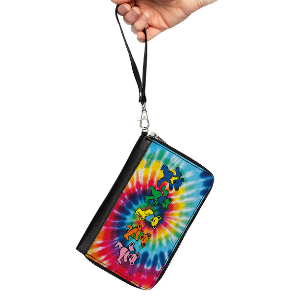 Buckle-Down PU Zip Around Wallet Rectangle - Grateful Dead Dancing Bears Swirl Tie Dye Multi Color