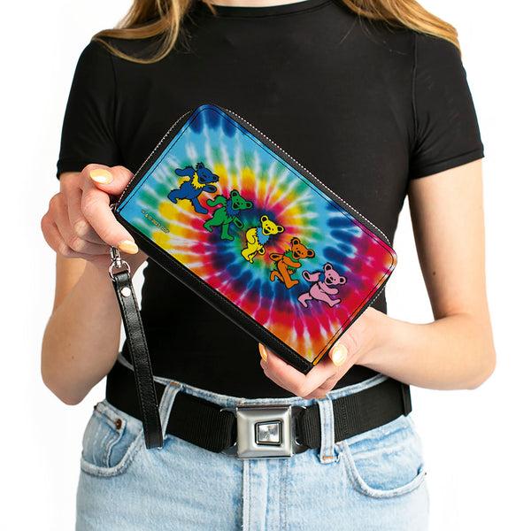 Buckle-Down PU Zip Around Wallet Rectangle - Grateful Dead Dancing Bears Swirl Tie Dye Multi Color