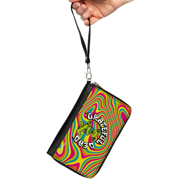 Buckle-Down PU Zip Around Wallet Rectangle - GRATEFUL DEAD Dancing Bear Icon Swirl Multi Color/White/Black