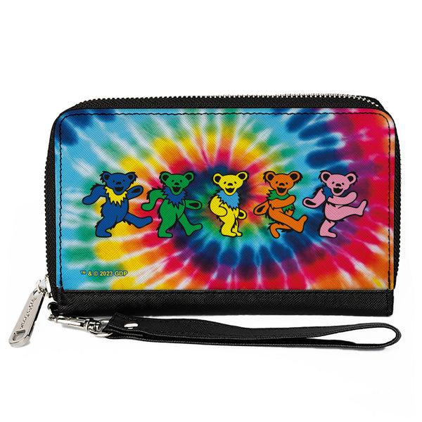 Buckle-Down PU Zip Around Wallet Rectangle - Grateful Dead Dancing Bears Swirl Tie Dye Multi Color
