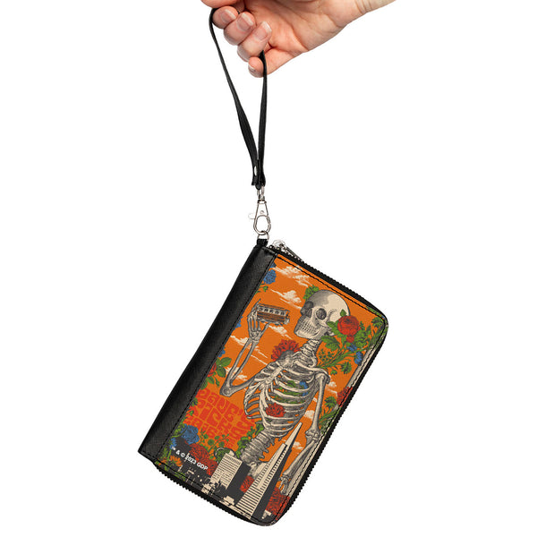 Buckle-Down PU Zip Around Wallet Rectangle - Grateful Dead Dave's Picks Skull And Roses Cover Orange