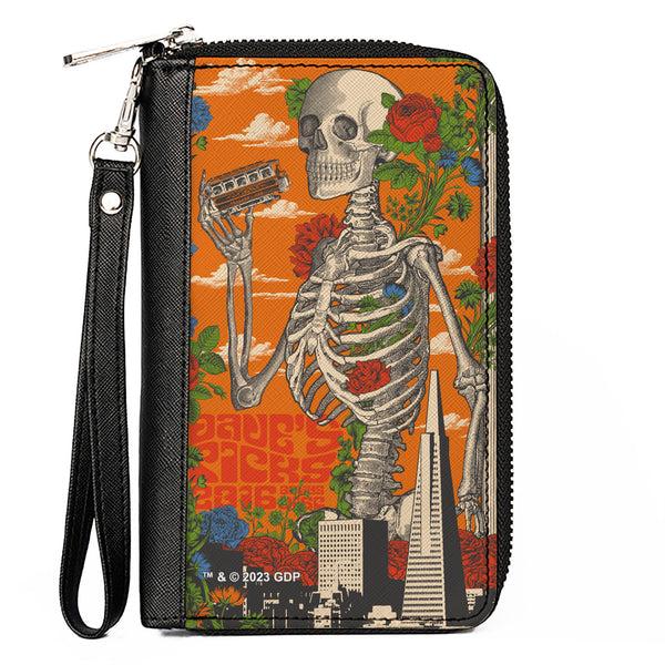 Buckle-Down PU Zip Around Wallet Rectangle - Grateful Dead Dave's Picks Skull and Roses Cover Orange