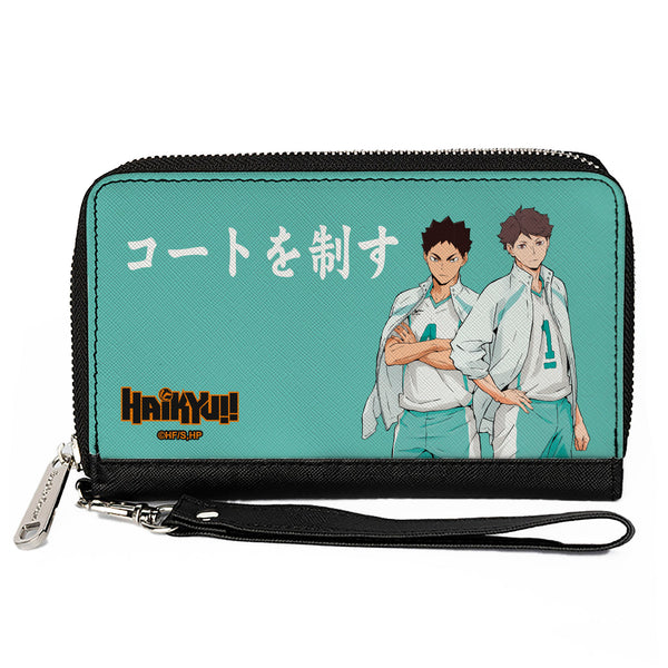 Buckle-Down PU Zip Around Wallet Rectangle - HAIKYU Aoba Johsai High Ikawa and Iwaizumi Pose Turquoise Buckle-Down PU Zip Around Wallet Rectangle - HAIKYU Aoba Johsai High Ikawa and Iwaizumi Pose Turquoise