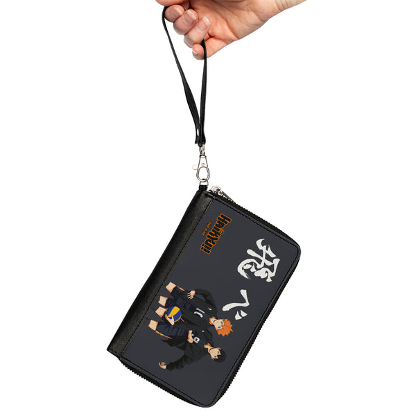 Buckle-Down PU Zip Around Wallet Rectangle - HAIKYU Karasuno High Hinata And Kageyama Pose Black