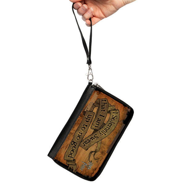 Buckle-Down PU Zip Around Wallet Rectangle - Harry Potter I SOLEMNLY SWEAR THAT I AM UP TO NO GOOD Banner Tan/Black