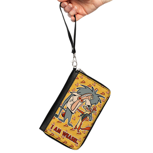 Buckle-Down PU Zip Around Wallet Rectangle - I AM WEASEL IR Baboon And IM Weasel Pose And Title Logo Yellows