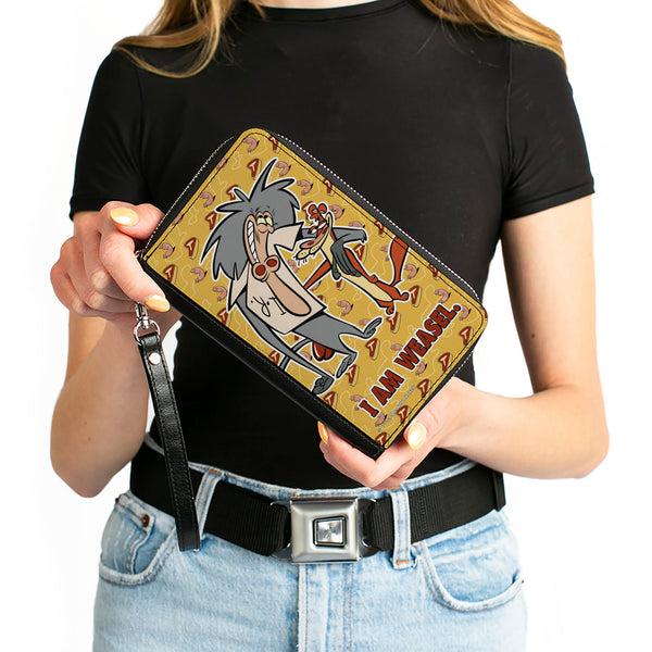 Buckle-Down PU Zip Around Wallet Rectangle - I AM WEASEL IR Baboon And IM Weasel Pose And Title Logo Yellows