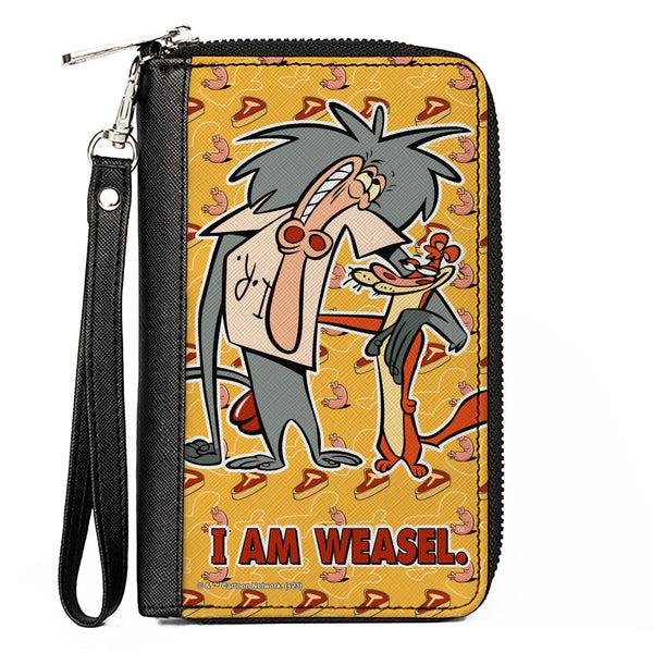 Buckle-Down PU Zip Around Wallet Rectangle - I AM WEASEL IR Baboon and IM Weasel Pose and Title Logo Yellows