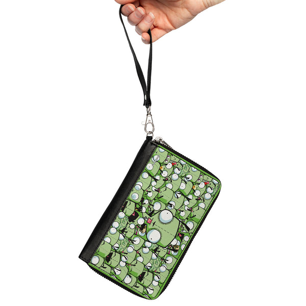 Buckle-Down PU Zip Around Wallet Rectangle - Invader Zim GIR Poses Stacked Greens