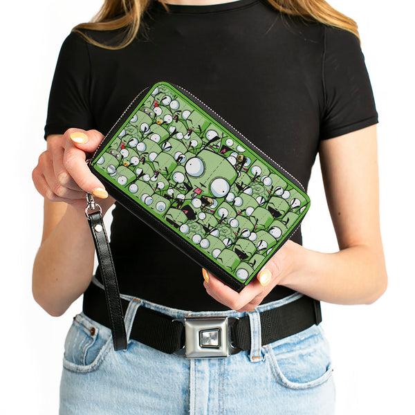 Buckle-Down PU Zip Around Wallet Rectangle - Invader Zim GIR Poses Stacked Greens