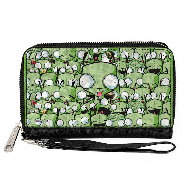 Buckle-Down PU Zip Around Wallet Rectangle - Invader Zim GIR Poses Stacked Greens
