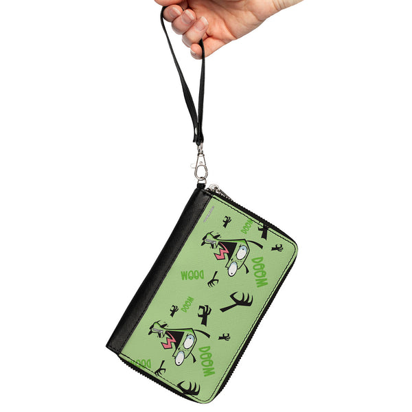 Buckle-Down PU Zip Around Wallet Rectangle - Invader Zim GIR Screaming DOOM Pose Greens